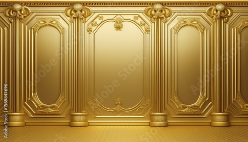 3d illustration golden background interior classic decorations 3d wallpaper