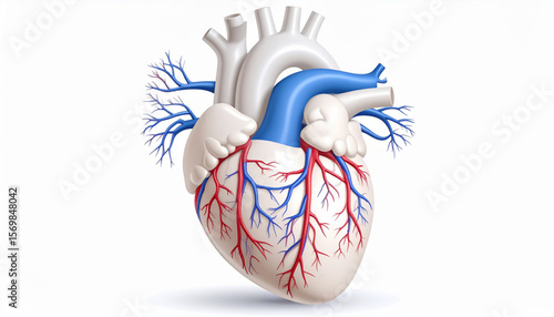 Human Heart Anatomy Detailed 3D Illustration of Cardiovascular System