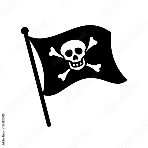 Pirate flag clipart on a white background vector illustration