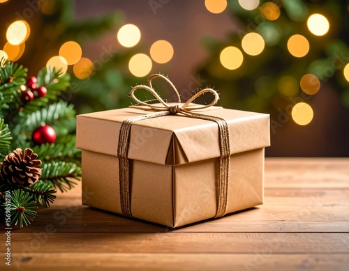 Wallpaper Mural Brown Kraft Paper Gift Box on Wooden Table Featuring Rustic Packaging, Eco-Friendly Design, and Natural Presentation .

 Torontodigital.ca