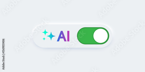 3D generative AI button. AI generates toggle switch. legant neumorphic buttons. Element for website, mobile app, and navigation. Neumorphism design style. Vector illustration.