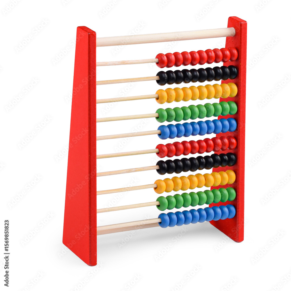 Wooden red abacus for children isolated on a white background. Wooden red abacus for children isolated on a white background.