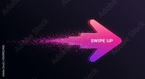 Kinetic 'Swipe Up' arrow with particle trail for vibrant Instagram story call-to-action