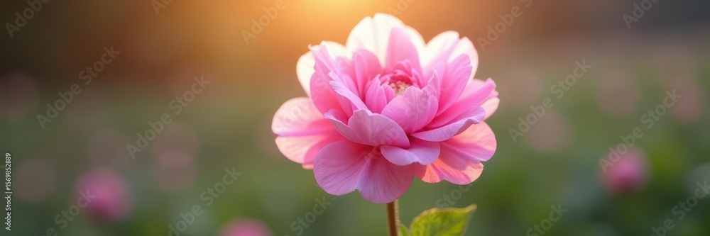 Fototapeta premium Pink cotton candy flower dissolving in sunlight, pastel hues, fragile, art