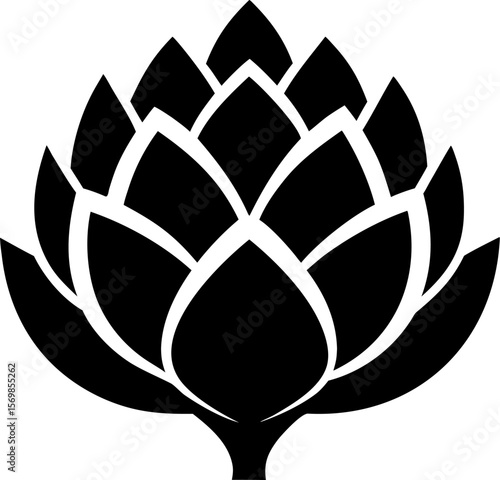 Artichoke Vegetable Icon Black and White