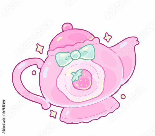Pink Cute Cartoon Clipart Set - Bunny, Tea Cup, Book & More (PNG)