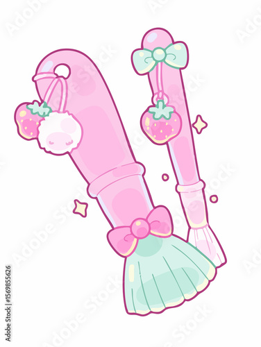 Pink Cute Cartoon Clipart Set - Bunny, Tea Cup, Book & More (PNG)