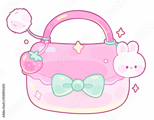 Pink Cute Cartoon Clipart Set - Bunny, Tea Cup, Book & More (PNG)