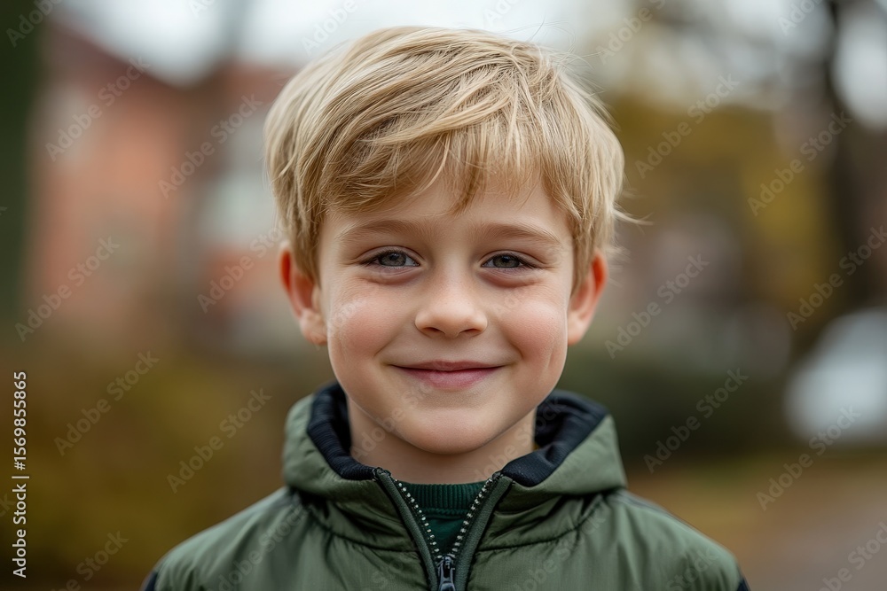 A young boy smiles warmly. A young boy smiles warmly.