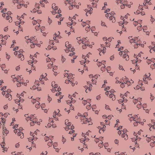 Seamless pattern with hand drawn with stylized bunches of currants Block Prints inspired by printmaking that uses wooden blocks to transfer repeating designs onto textiles.