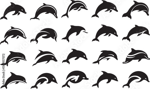 Dolphin fish set vector image
