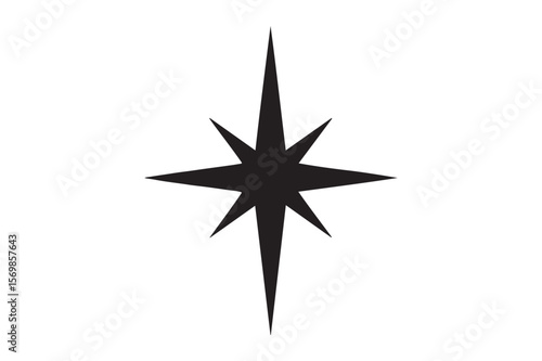 North Star silhouette vector art illustration on white background