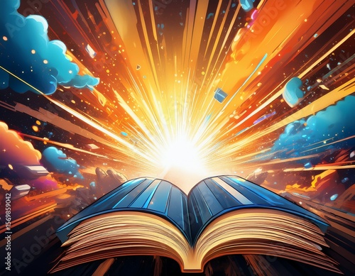 abstract comic book style illustration burst effect background filled energetic book action