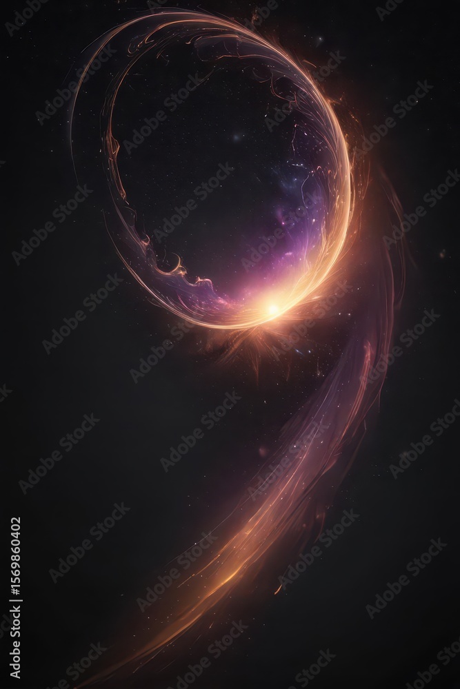 Obraz premium Delicate curve of light illuminates inky black Celestial beauty, celestial, light, curve