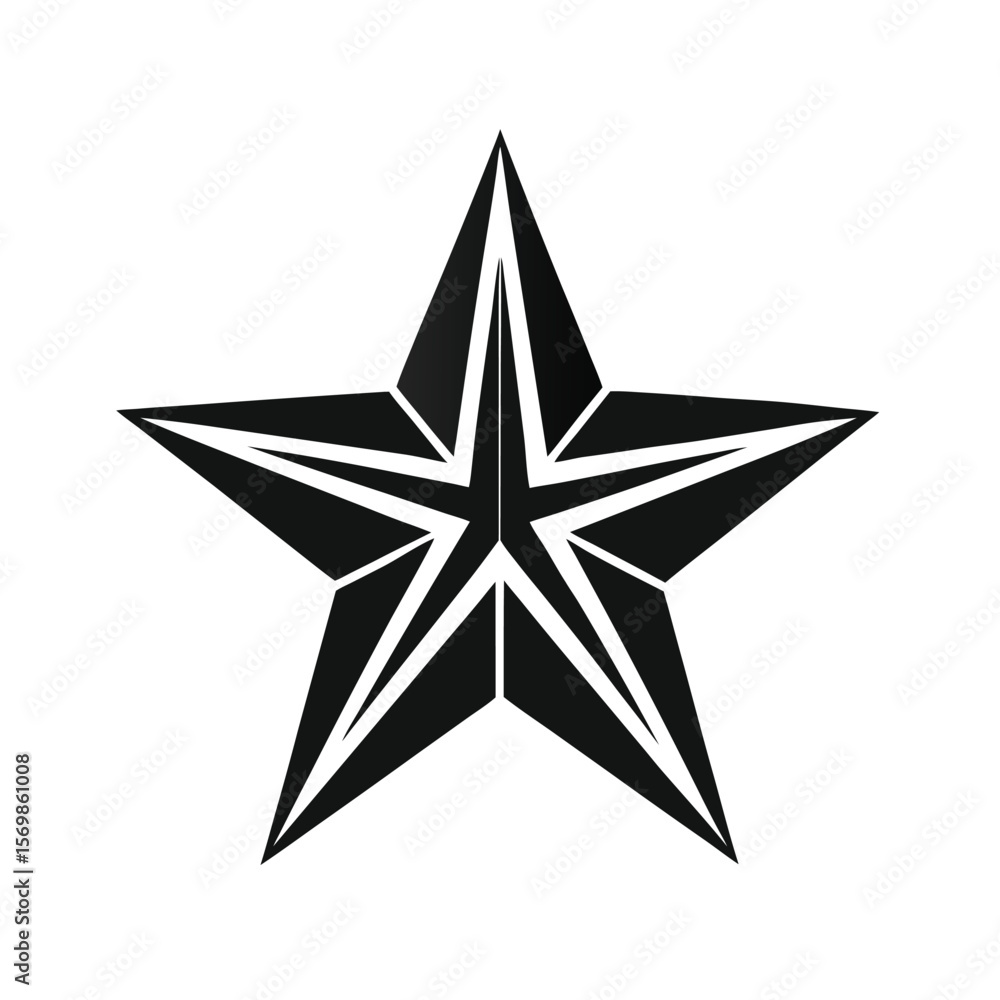 Fototapeta premium Abstract Black and White Geometric Star, Bold, Sharp, Modern Design Element for Branding, Logo, or Graphic Design Projects.