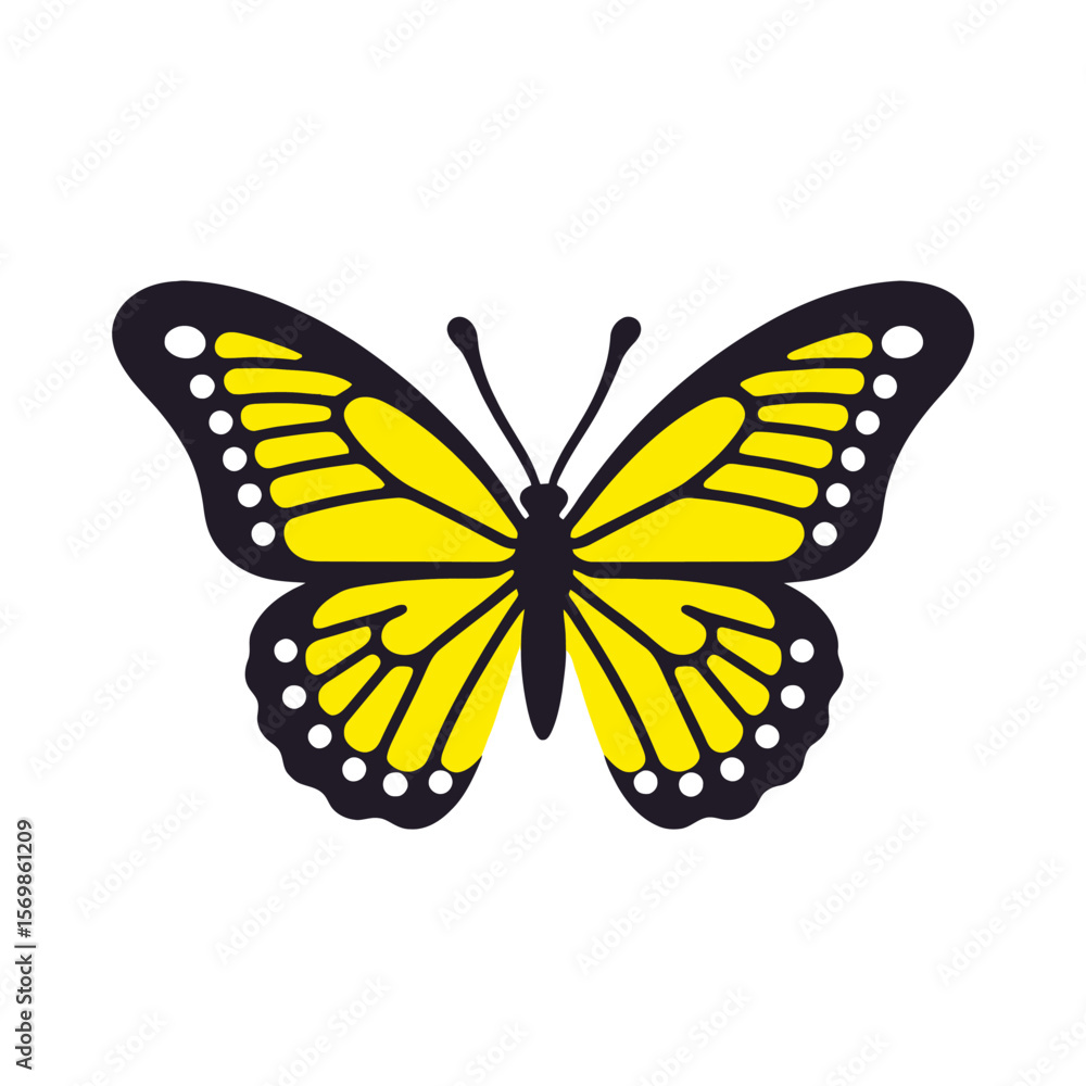 Obraz premium Yellow Butterfly Vector Illustration-Elegant Insect Design-Black and Yellow Wings-Beautiful Butterfly Clipart-Nature Inspired Graphic-Butterfly Art for Projects
