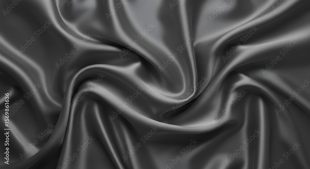 Obraz premium Luxurious Dark Gray Silk Fabric Texture Smooth, Elegant Drape