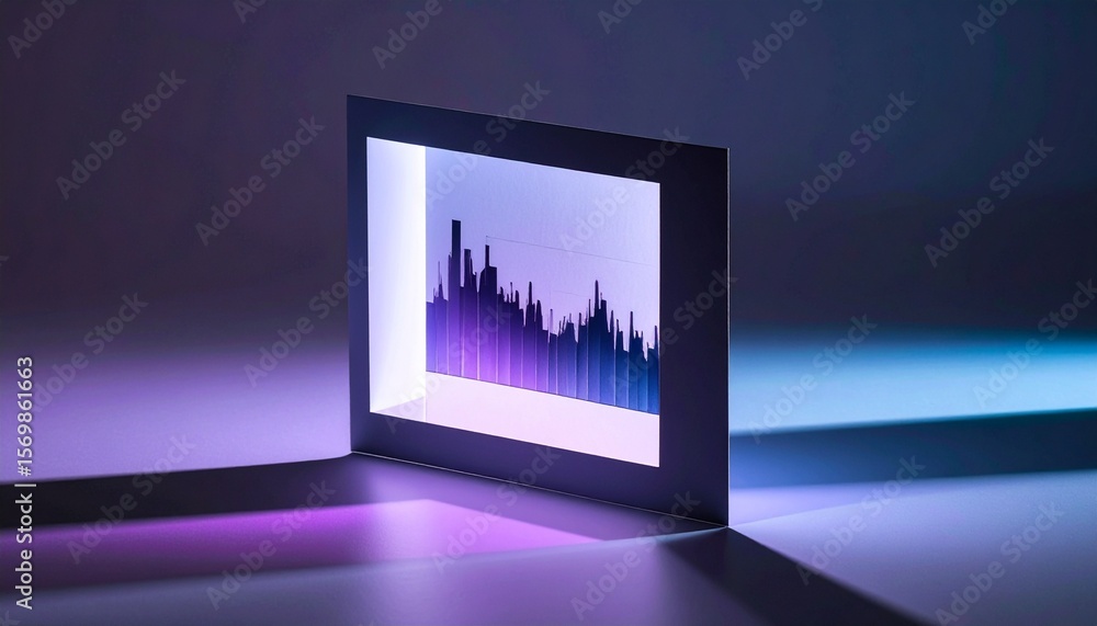 Fototapeta premium A visualization chart inserted into a paper-like card