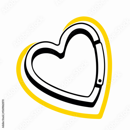 Heart-Shaped Carabiner Clip: Black Metal Clip in Yellow Heart Outline
