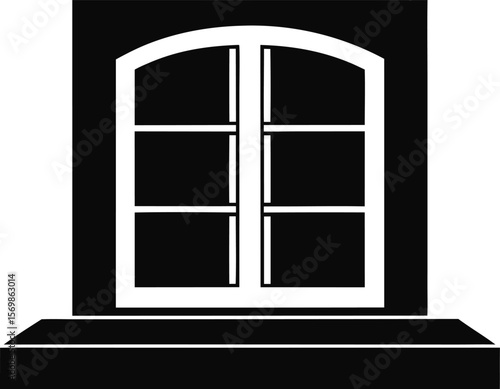 Window Sill Icon Black and White