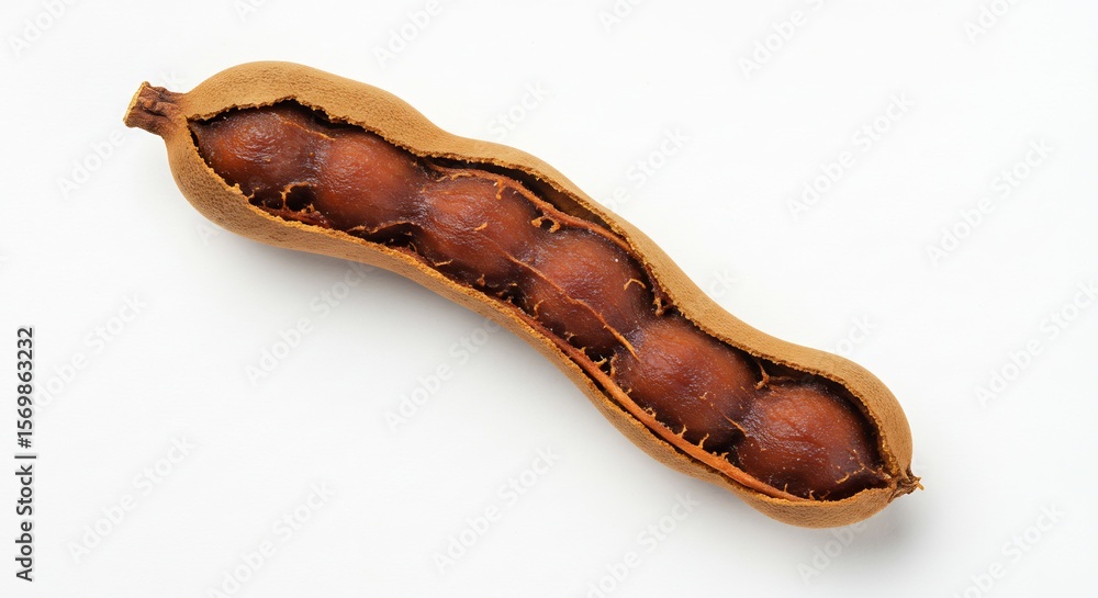 Obraz premium 鮮やか自然光輝く完熟タマリンド実 濃厚甘酸っぱい果肉. AI Generated