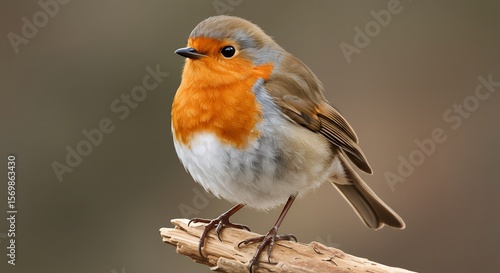 Robin Bird Perched on Branch