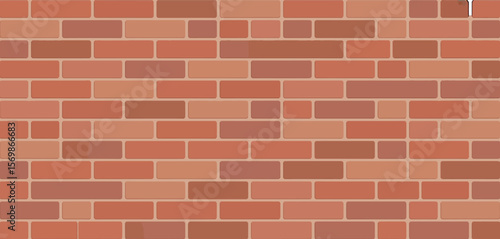 Seamless pattern of a classic red brick wall with varied shades and mortar
