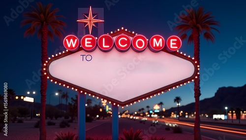 Las Vegas Welcome Sign at Night