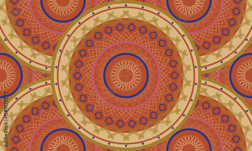 Abstract repeat ethnic circle pattern, seamless pattern
