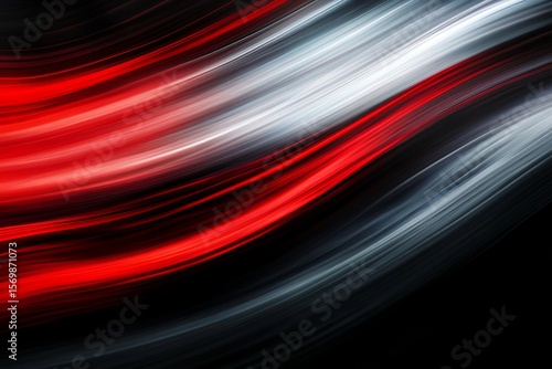 Abstract red white and black streaks of light flowing dynamically