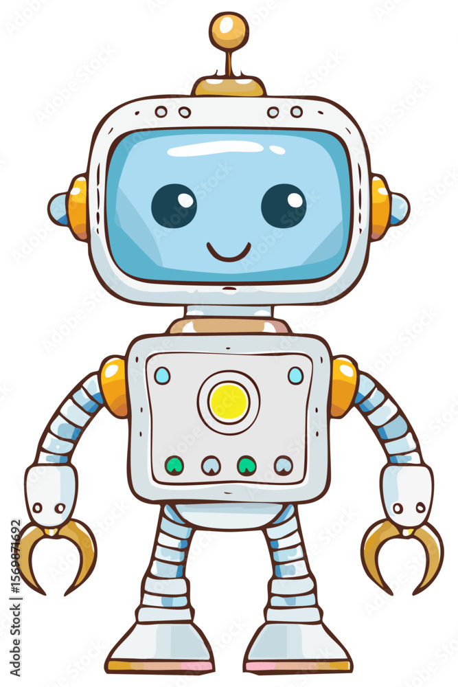Fototapeta premium Funny cartoon robot clipart