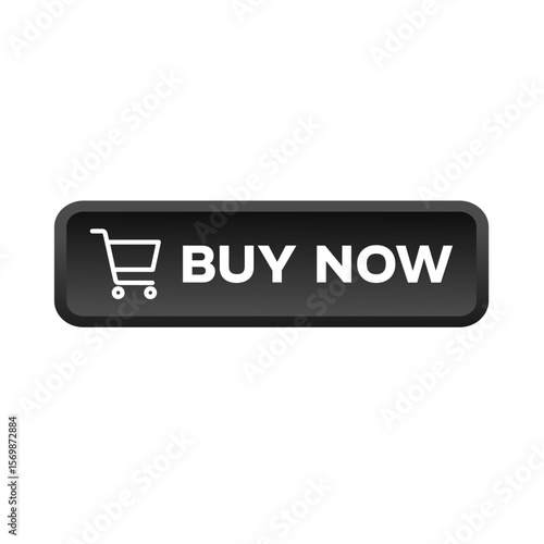 buy now – black rectangular 3D button – vector illustration