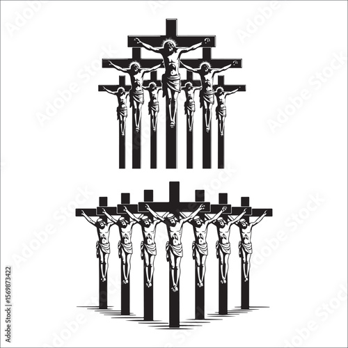 Jesus Christ Crucifixion and Cross Silhouette Vector Set Religious Faith & Easter Symbols
Black Cross & Crucifix Icons Collection Christian Religion, Faith, and Spiritual Art
Holy Crosses and Jesus