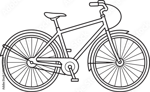 Bicycle outline with wheels frame seat handlebars and pedals transportation vehicle