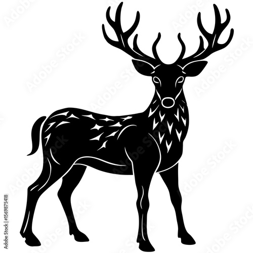 Elegant Deer Silhouette Design Black and White Stag Illustration for Creative Projects
