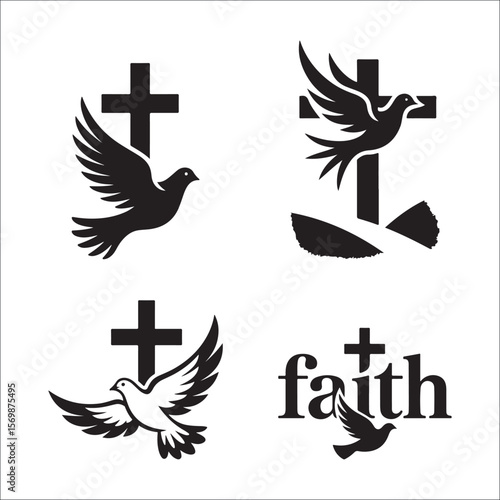 Jesus Christ Crucifixion and Cross Silhouette Vector Set Religious Faith & Easter Symbols
Black Cross & Crucifix Icons Collection Christian Religion, Faith, and Spiritual Art
Holy Crosses and Jesus