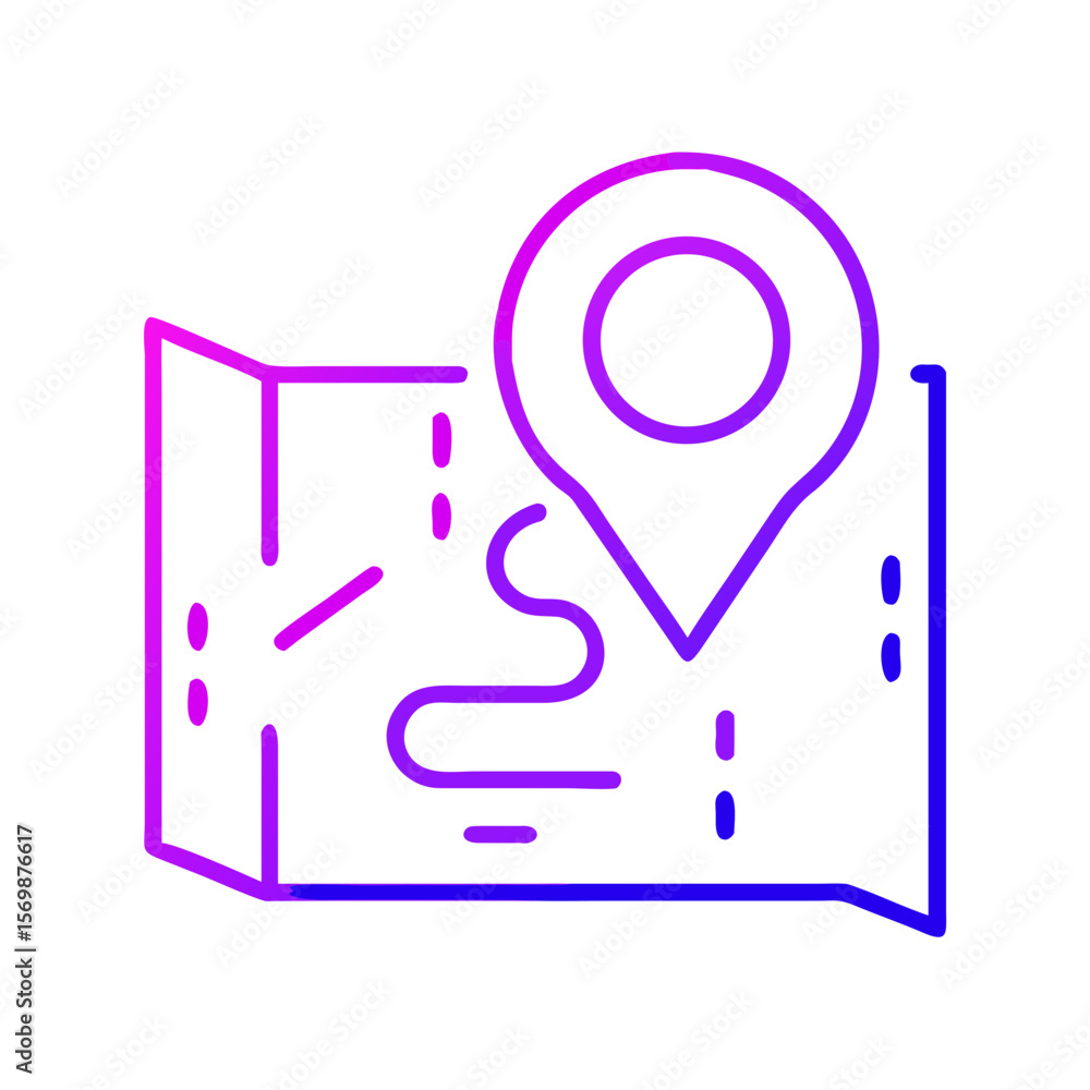 Map illustration with location pin in minimalist style and gradient colors Map illustration with location pin in minimalist style and gradient colors