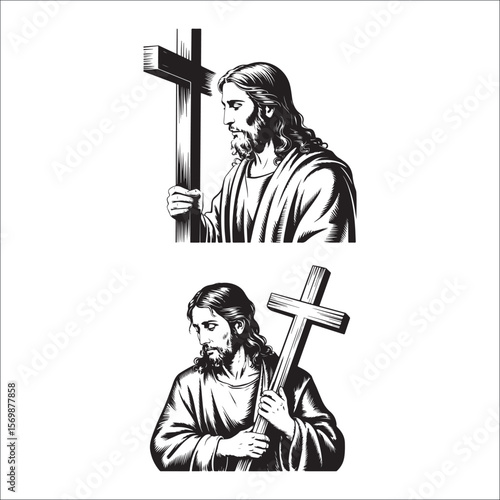 Jesus Christ Crucifixion and Cross Silhouette Vector Set Religious Faith & Easter Symbols
Black Cross & Crucifix Icons Collection Christian Religion, Faith, and Spiritual Art
Holy Crosses and Jesus