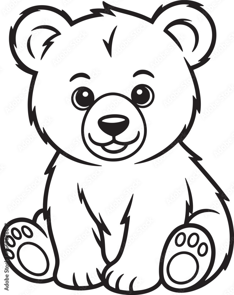 Obraz premium Cute cartoon bear sitting and smiling animal