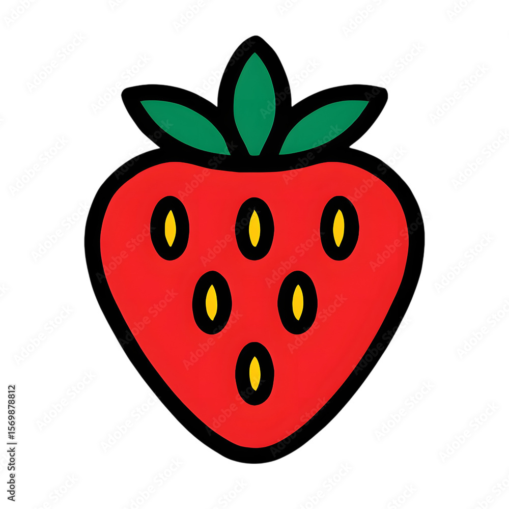 Obraz premium Strawberry Fruit Icon – Flat Vector Style with Transparent Background