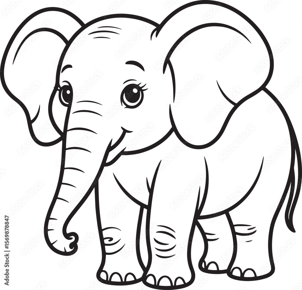 Fototapeta premium Cute cartoon elephant standing animal baby