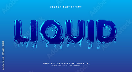 Liquid Chrome Style 3d editable text effect Template