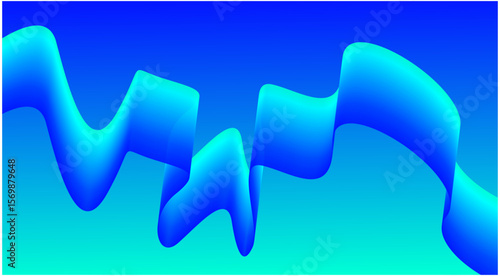 Wavy Blend Abstract Curved Background Blue Cyan Design Vector Illustration