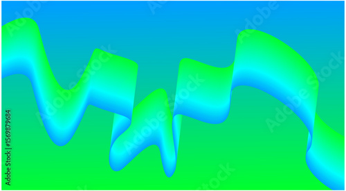 Wavy Blend Abstract Curved Background Green Cyan Design Vector Illustration