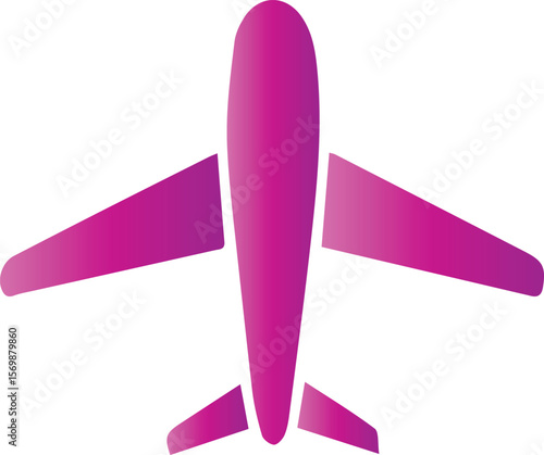 Magenta Plane Silhouette: A sleek, magenta airplane silhouette with wings spread wide, set against a clean and uncluttered backdrop. This image is perfect for conveying concepts of travel, aviation.