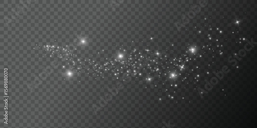 Light effect with lots of shiny shimmering particles isolated on transparent background. Vector star cloud with dust.
