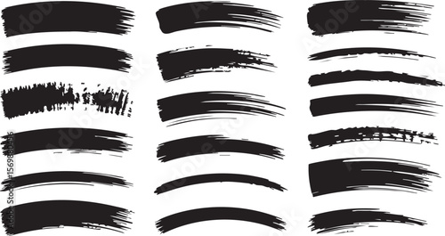 Black brush strokes vector set for design elements artistic paint textures