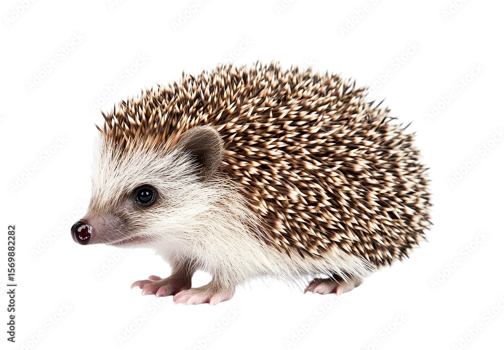Fototapeta premium Adorable Baby Hedgehog, Isolated on Transparent PNG, Studio Shot