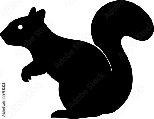 Minimalist Black Squirrel Silhouette Vector Illustration for Graphic Design and Creative Projects