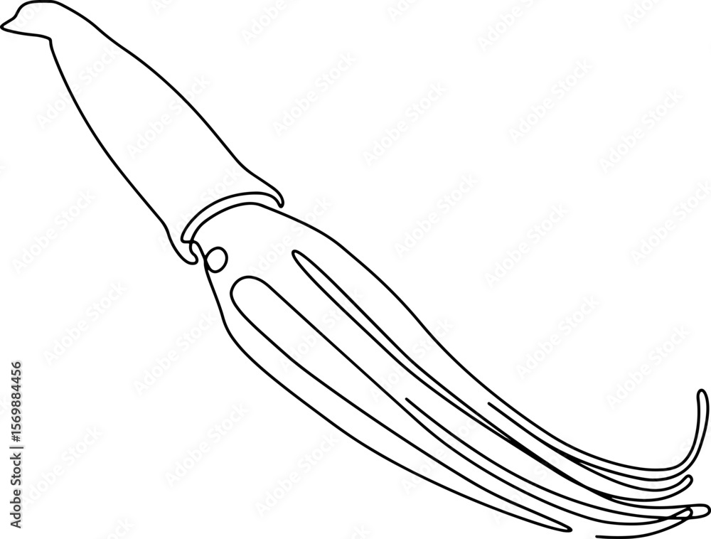 Obraz premium squid line art logo one line